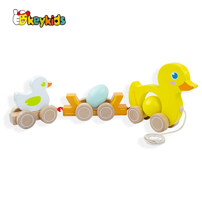 Customize kids educational play wooden duck with egg toys W05B210