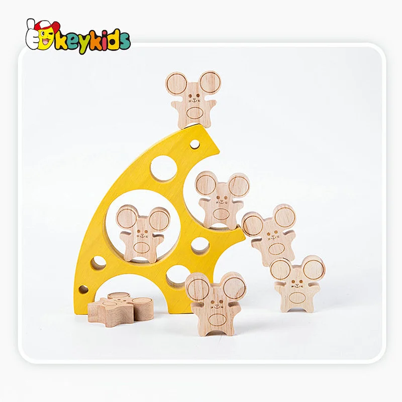 Montessori Balancing Game Mouse and Cheese Wooden Stacking Blocks For Kids W13D404