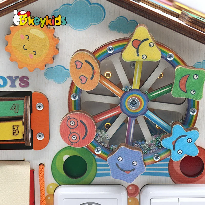 Early learning educational wooden activity board house for children W12D431