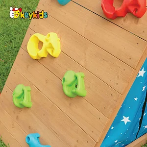 High quality children wooden teepee playhouse with climbing wall W01D252