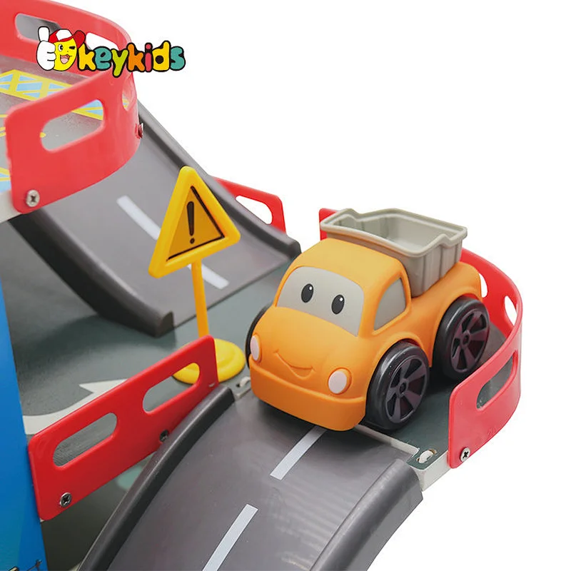 New design preschool asemmbly wooden parking garage toy set for kids W04B112
