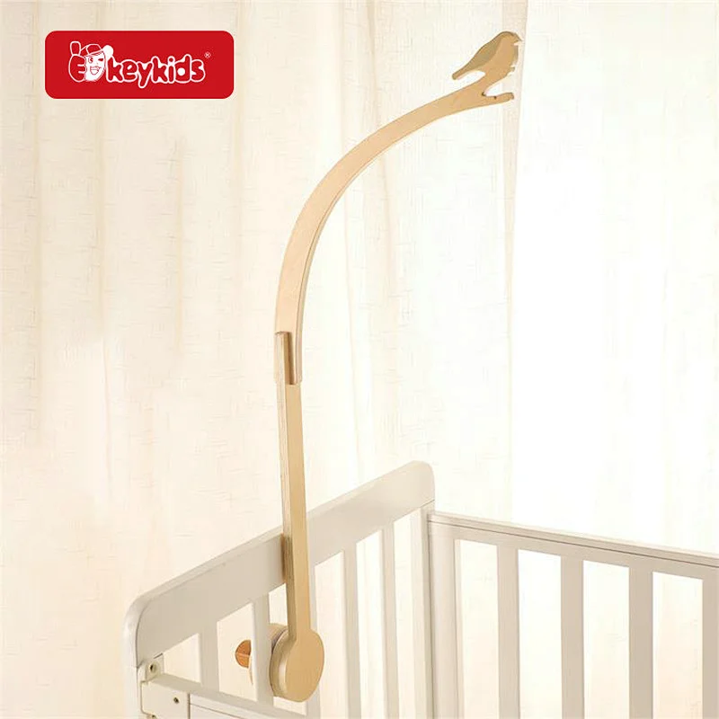 Eco-friendly Baby Mobile Frame Wooden Bird Bed Bell Holder For Bedroom W08K372
