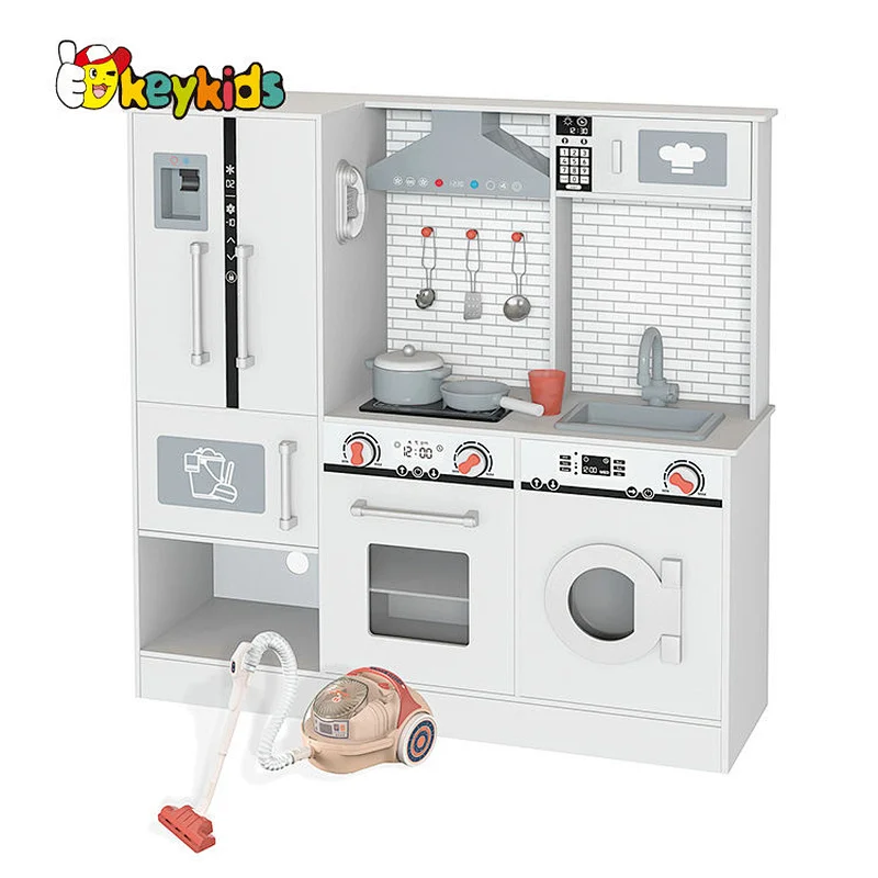 New Arrival Kids Wooden Toys Kitchen Play Set With Vacuum Cleaner W10C753