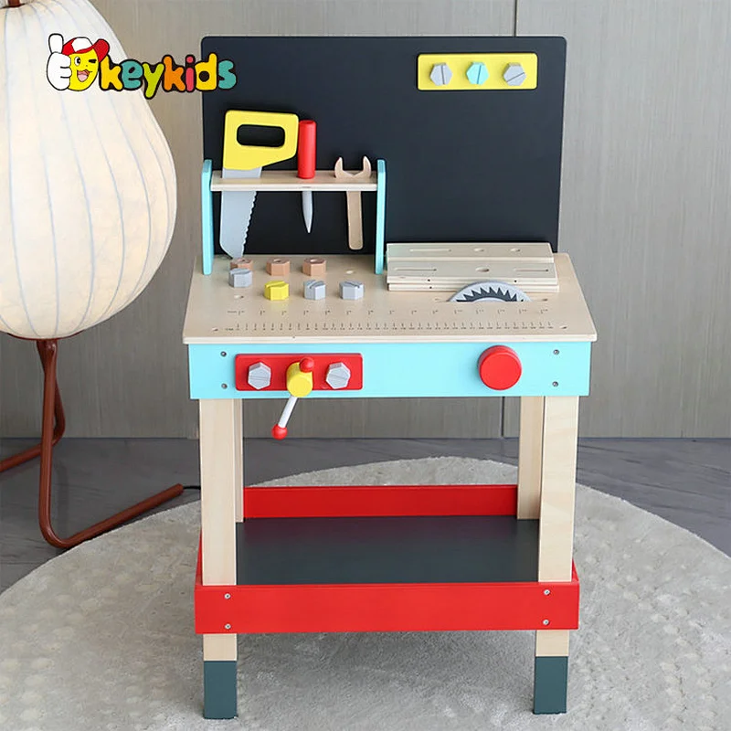 New simulated play kids wooden toy tool table set with tools W03D210