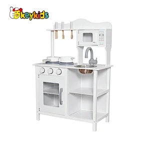 2023 Update cheap white wooden kitchen toy set for children W10C404H