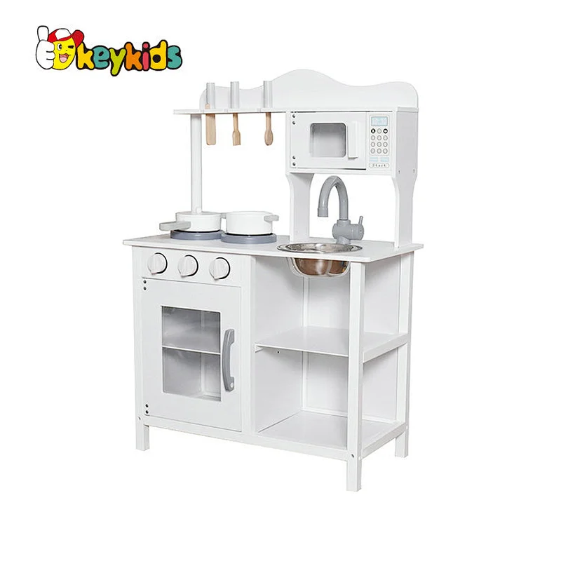 2023 Update cheap white wooden kitchen toy set for children W10C404H
