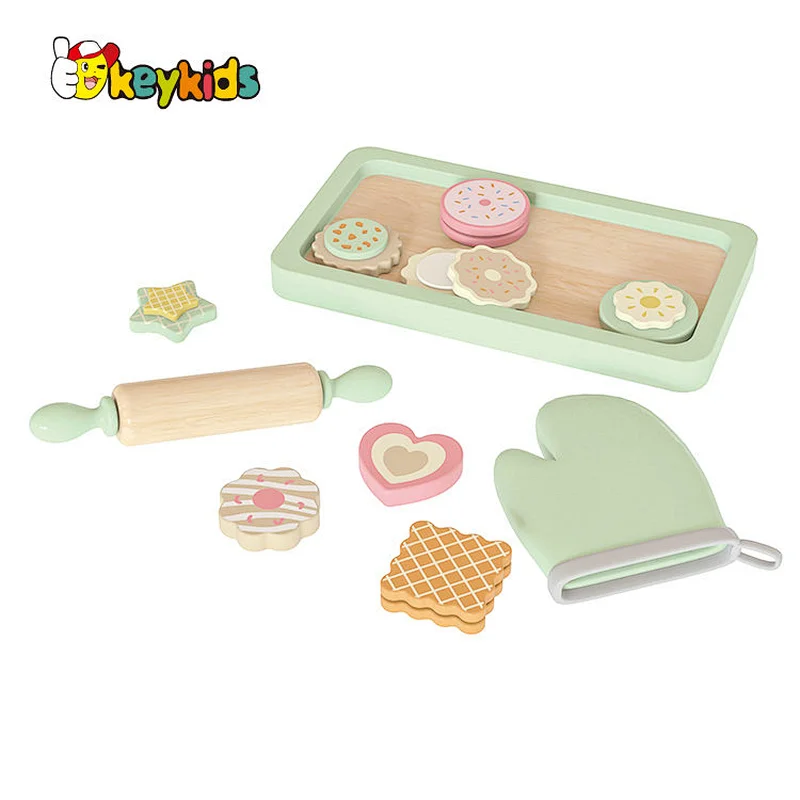 Pretend Cookies And Baking Sheet Wooden Toy Baking Set For Kids Ages 3+ W10B461