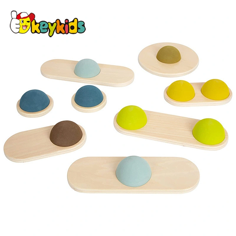 Multi colour nursery motor skills toy wooden balancing stepping stones for children W01F068