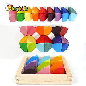 Early Educational Coloful Corner Stone Blocks Wooden Stacking Toy For Kids W11D024