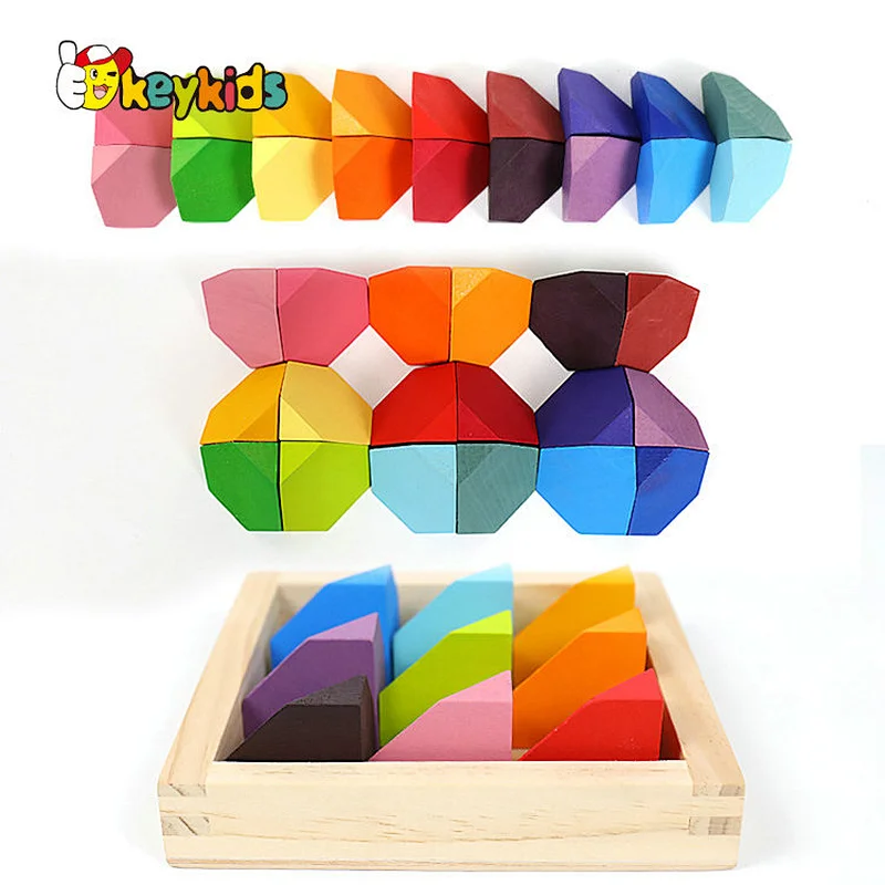 Early Educational Coloful Corner Stone Blocks Wooden Stacking Toy For ...