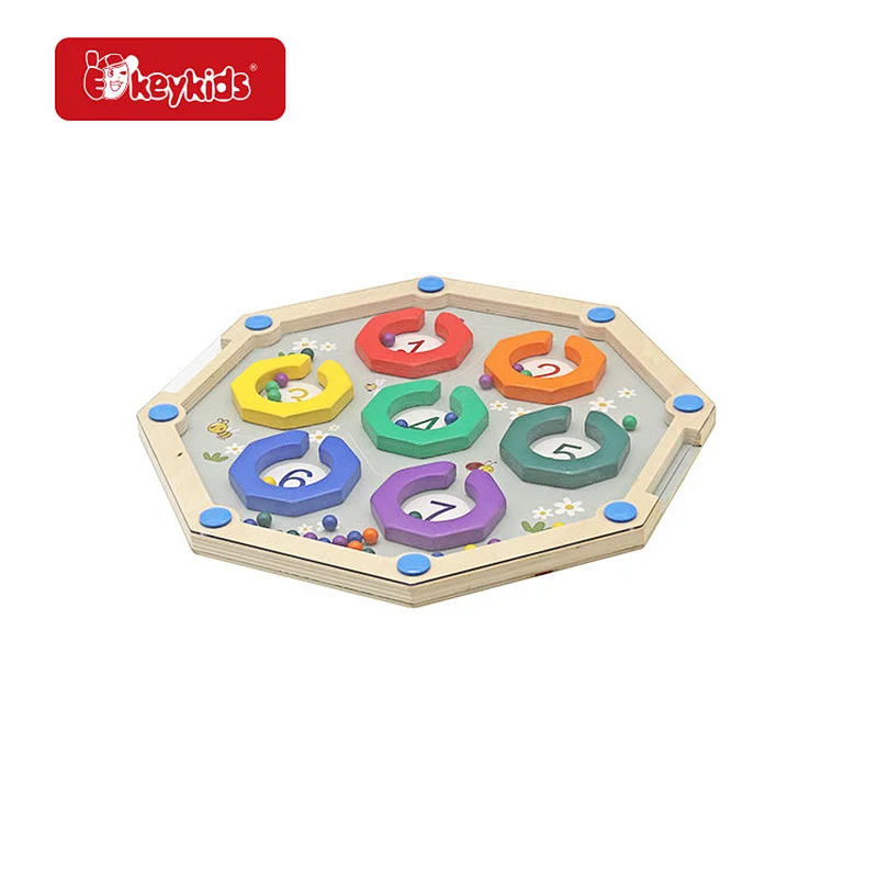 New Design Color Number Cognitive Toy Wooden Magnetic Maze Board For Kids W01A547