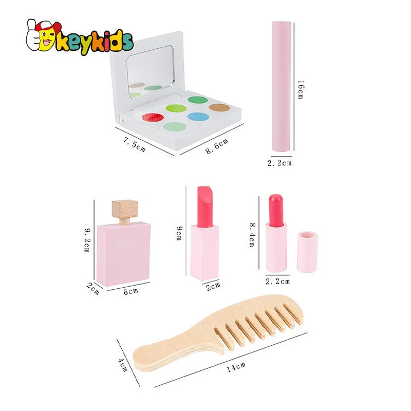 Most popular girls pink wooden doll makeup table with LED mirror W08H192