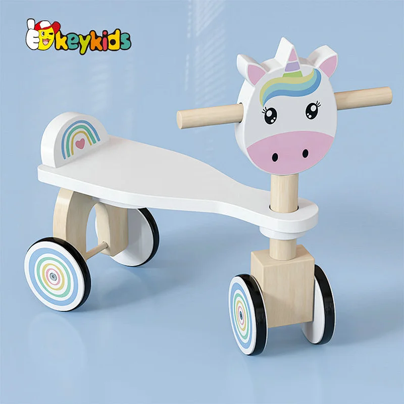 wholesale baby pink unicorn wooden ride on animal toy for children W16B019