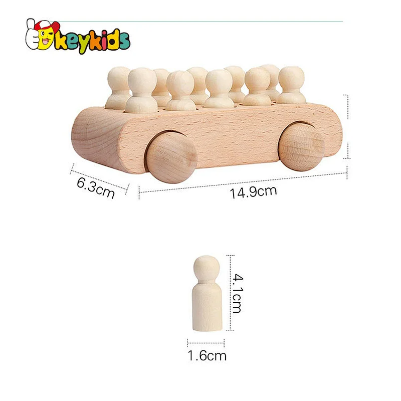 customzie natural beech wood beech car toy with pegs W05C155