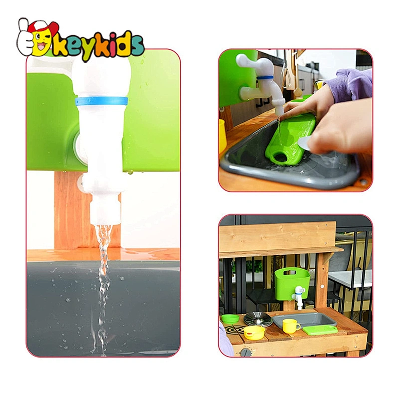 Cheap pretend outdoor toys kitchen wooden mud kitchen play set for kids W10C779