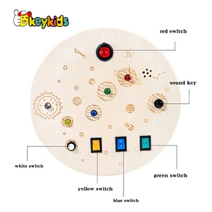 Customize kids Montessori board wooden sensory switch toy with led light sounds W12D458