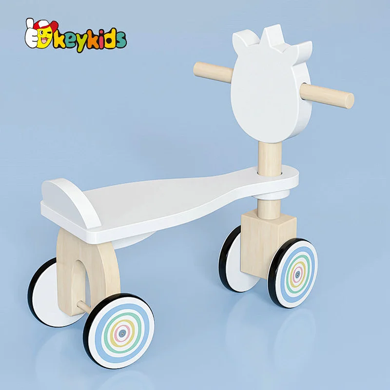 wholesale baby pink unicorn wooden ride on animal toy for children W16B019