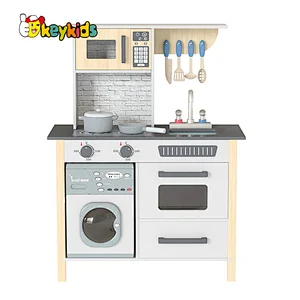 2023 New miniature grey wooden toy kitchen for kids W10C809
