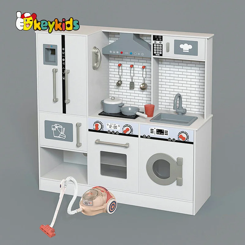 New Arrival Kids Wooden Toys Kitchen Play Set With Vacuum Cleaner W10C753
