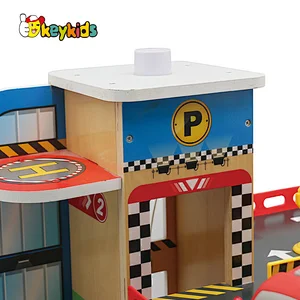 New design preschool asemmbly wooden parking garage toy set for kids W04B112