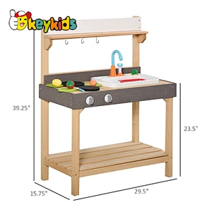 Factory price kids outdoor wooden play mud kitchen with sink running water W10C775