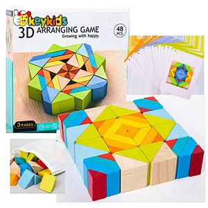 3D Puzzle Shape Cognitive Toy Coloful 48 Pcs Wooden Building Blocks For Kids W13A291