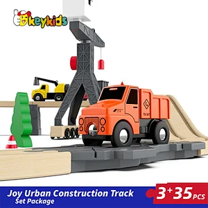 Customize cheap 35 PCS assembly slot toys wooden train track set for kids W04C246