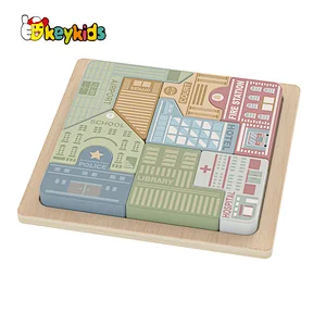 Factory Direct Early Learning Jigsaw 3D Wooden Puzzle Block Toy For Kids W14A374