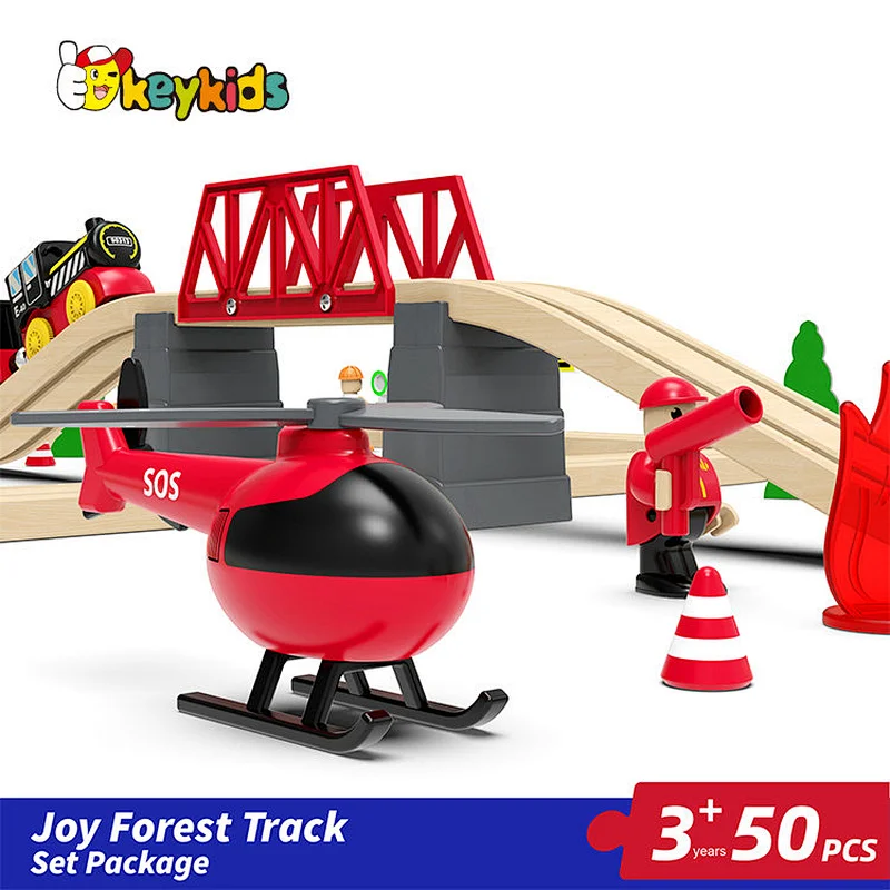 Educational classic railway toys 50 pcs wooden train tracks for kids W04C241