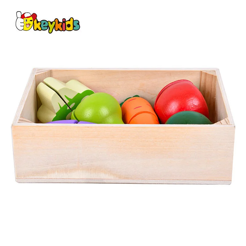 New arrivals role play simulation wooden cutting toys fruits and vegetables for kids W10B458
