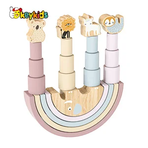 Montessori balancing wooden rainbow stacking toy for kids W11F114