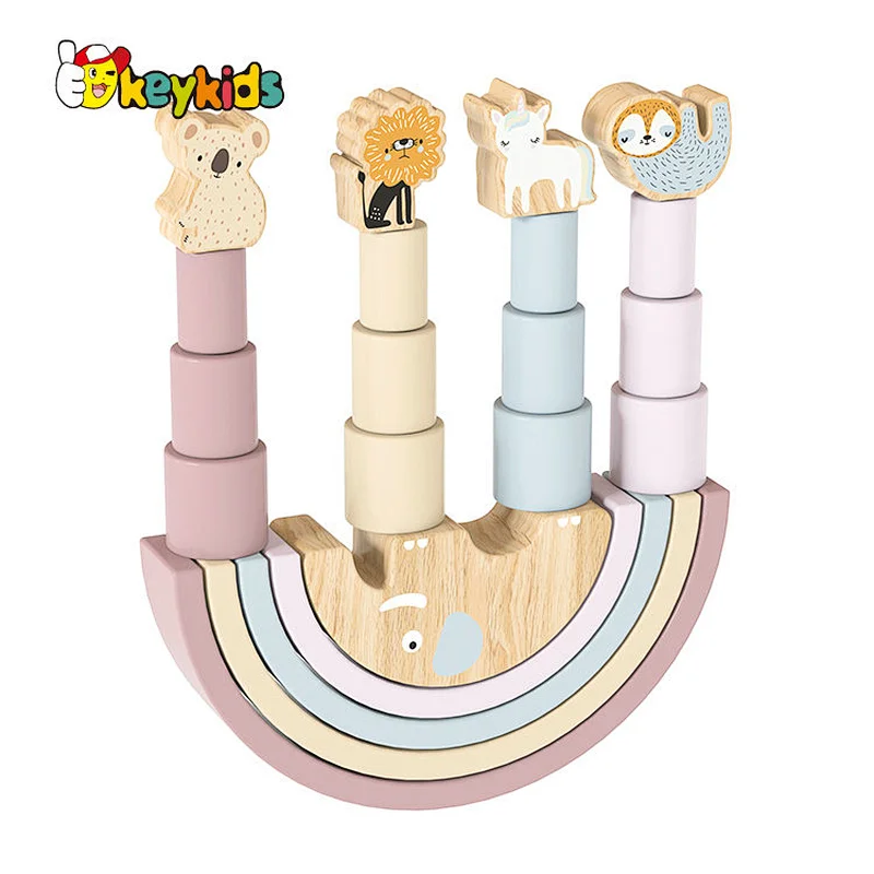 Montessori balancing wooden rainbow stacking toy for kids W11F114