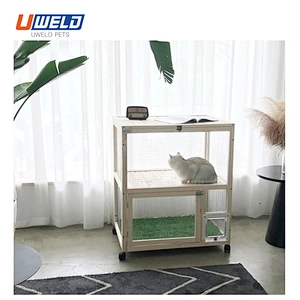 Uweld Small Solid Wood Enclosed Pet House Cat House