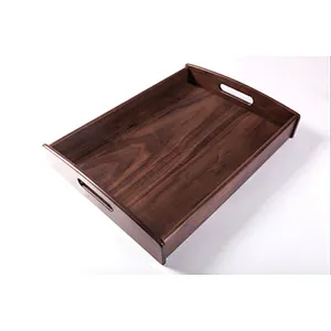 Uweld Kitchens Natural Solid Wood Pizza Serving Plate Wood Serving Trays Black Walnut Serving Plates