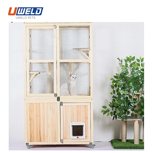 Uweld Large Solid Wood Enclosed Pet House Cat House