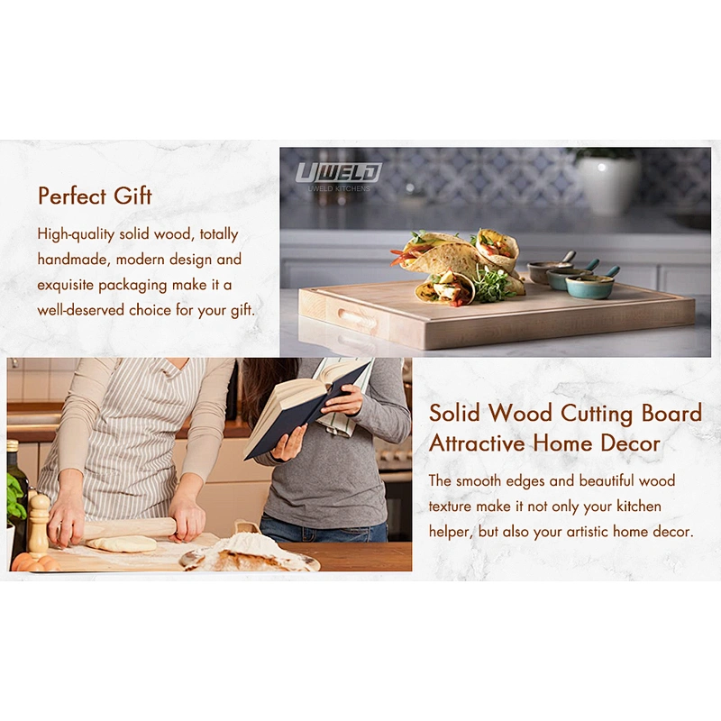 Uweld Kitchens Natural Solid Wood Serving Plate Steak Board Pizza Board Cutting Board  Butcher Block  Beech Wood Black walnut
