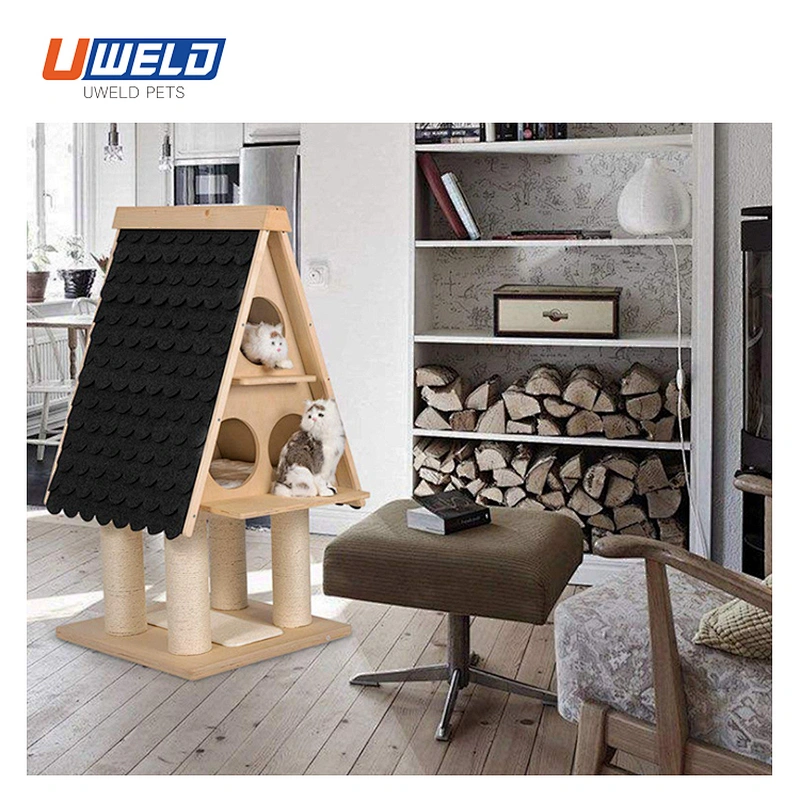 Uweld Large Solid Wood Enclosed Pet House Cat House
