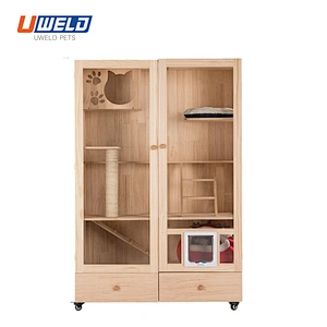 Uweld Large Luxery Solid Wood Enclosed Pet House Cat House