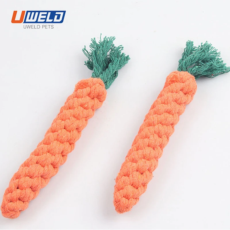 Uweld Carrot-Shaped Cotton Rope Weaving Pet Toy