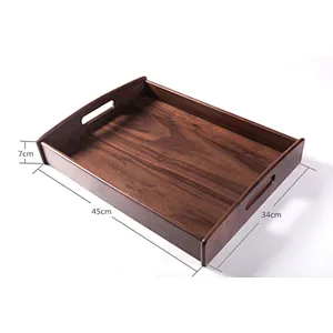 Uweld Kitchens Natural Solid Wood Pizza Serving Plate Wood Serving Trays Black Walnut Serving Plates