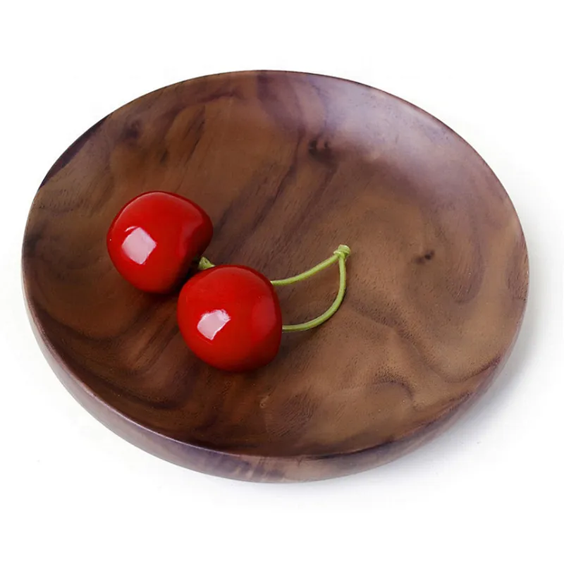 Uweld Kitchens Natural Solid Wood Pizza Serving Plate Wood Serving Trays Black Walnut Serving Plates