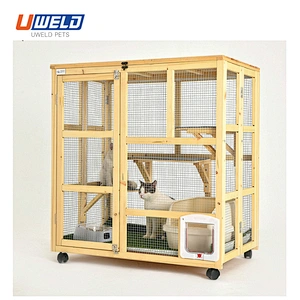 Uweld Large Solid Wood Enclosed Pet House Cat House