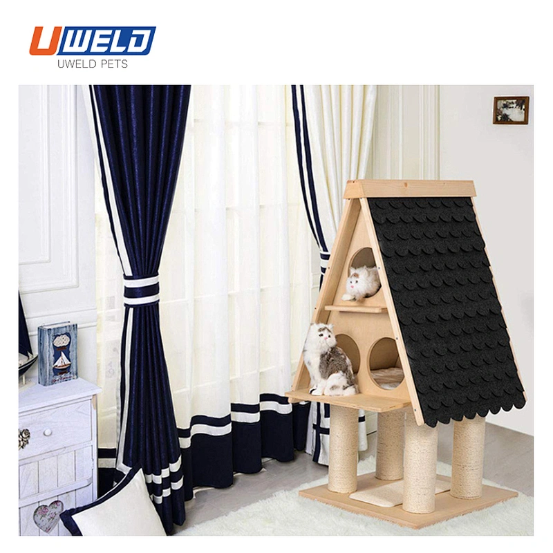 Uweld Large Solid Wood Enclosed Pet House Cat House