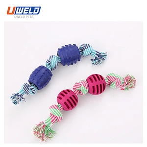 Uweld Pet Teething Toy Cotton Rope With Ball