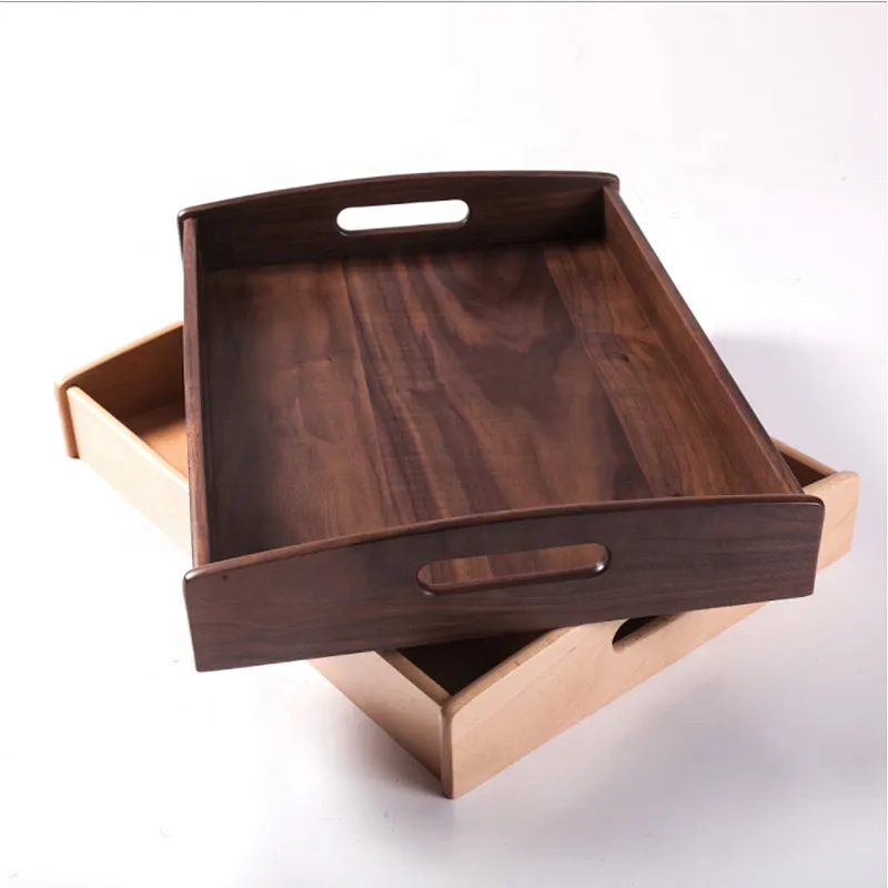 Uweld Kitchens Natural Solid Wood Pizza Serving Plate Wood Serving Trays Black Walnut Serving Plates