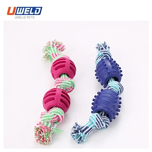 Uweld Pet Teething Toy Cotton Rope With Ball