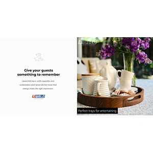 Uweld Kitchens Natural Solid Wood Serving Plate Steak Board Pizza Board Cutting Board  Butcher Block  Beech Wood Black walnut