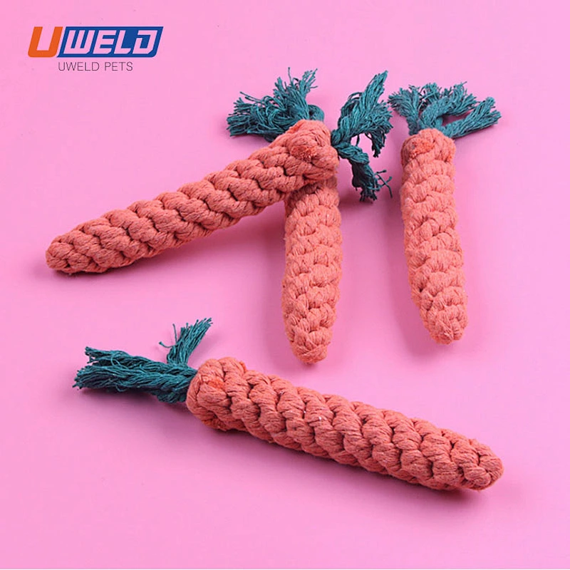 Uweld Carrot-Shaped Cotton Rope Weaving Pet Toy