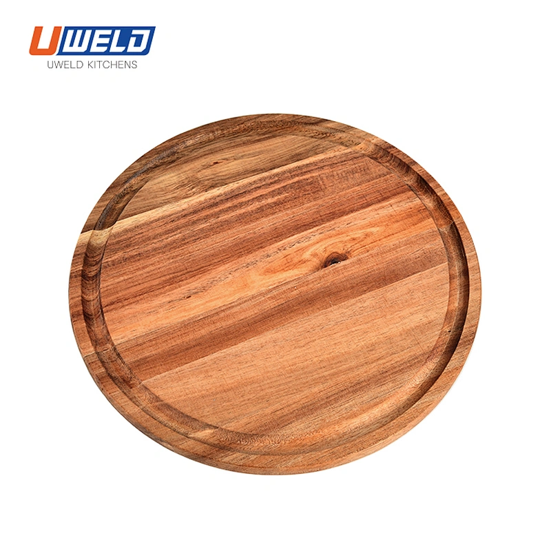 Uweld Kitchens Round Acacia Wood Cutting Board Large Chopping Board
