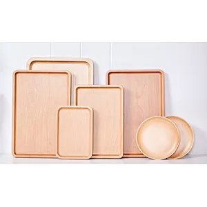 Uweld Kitchens Natural Solid Wood Serving Plate Wood Cheese Cutting Board Bread Board Beech Wood Steak Board